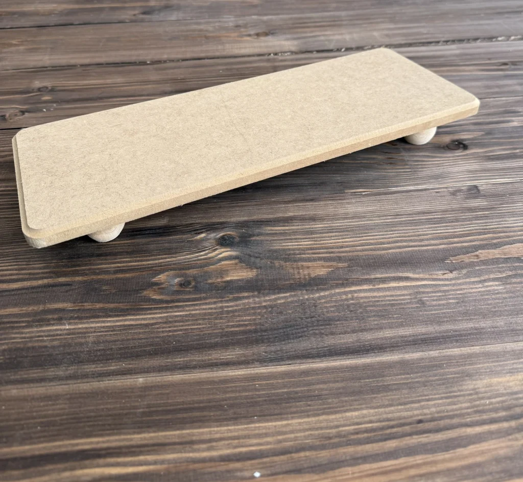 Ham Ahşap Dikdörtgen Ayaklı Sunumluk 14,5 × 40 cm