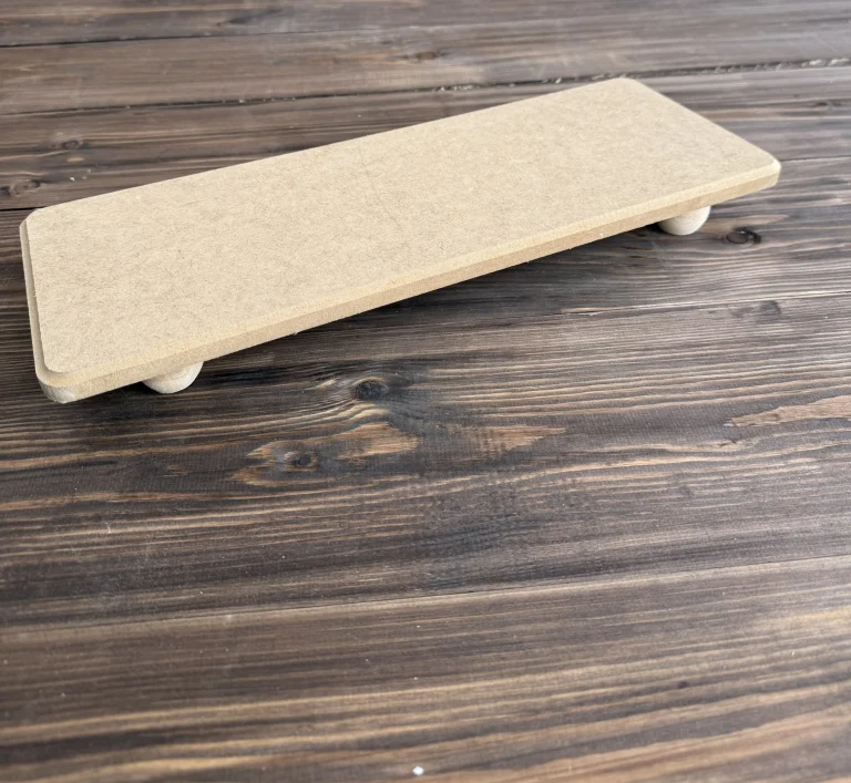 Ham Ahşap Dikdörtgen Ayaklı Sunumluk 14,5 × 40 cm