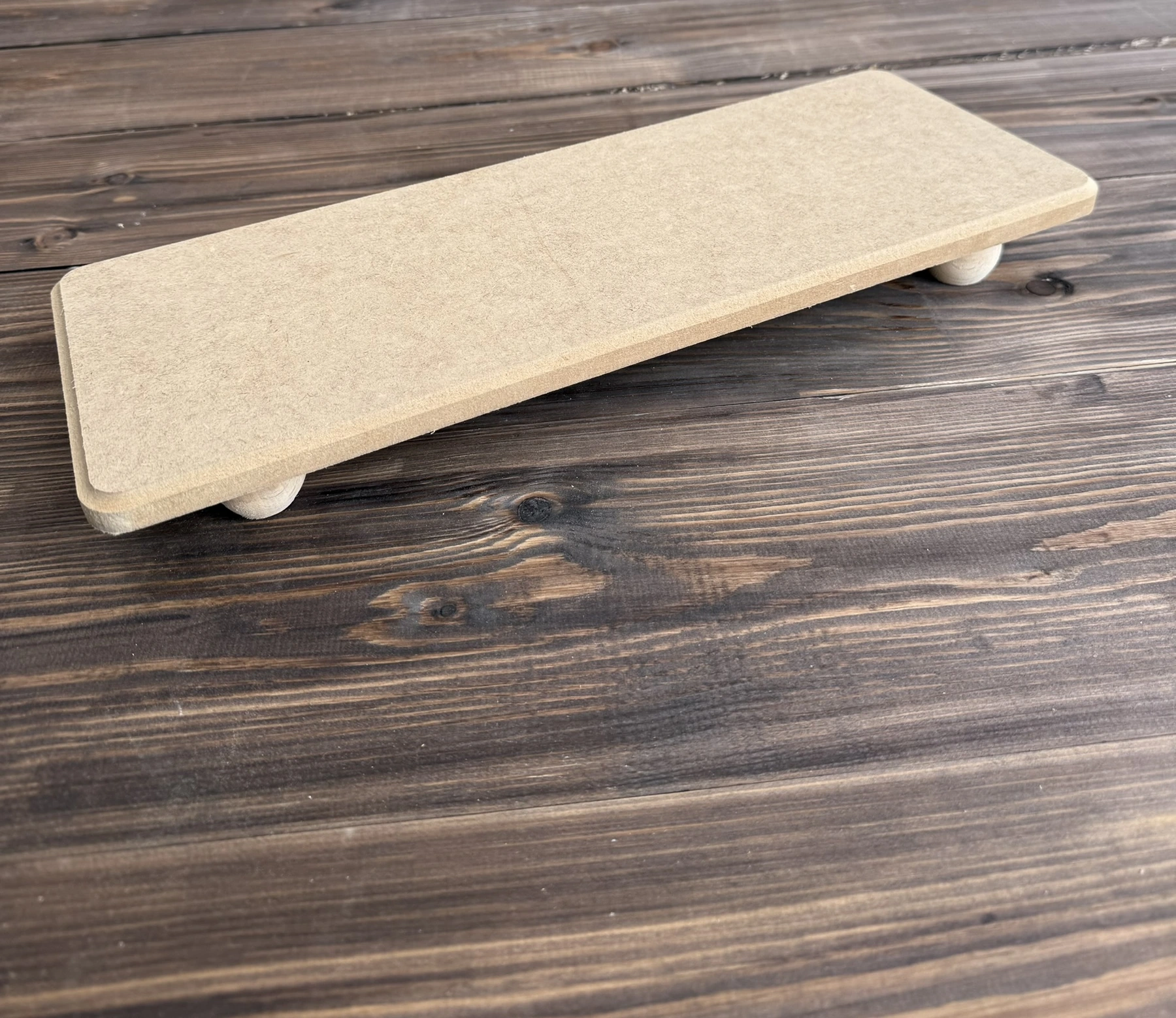 Ham Ahşap Dikdörtgen Ayaklı Sunumluk 14,5 × 40 cm - görünüm 2