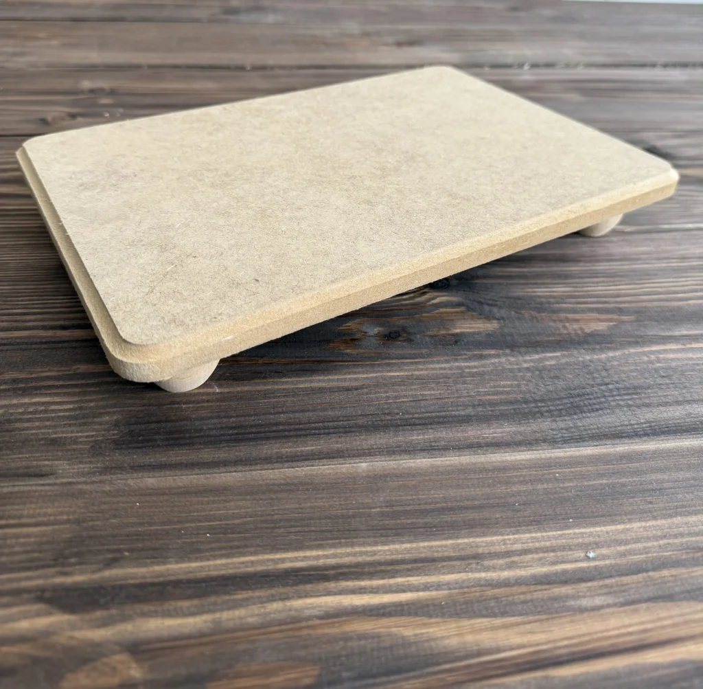 Ham Ahşap Dikdörtgen Ayaklı Sunumluk 20 × 30 cm