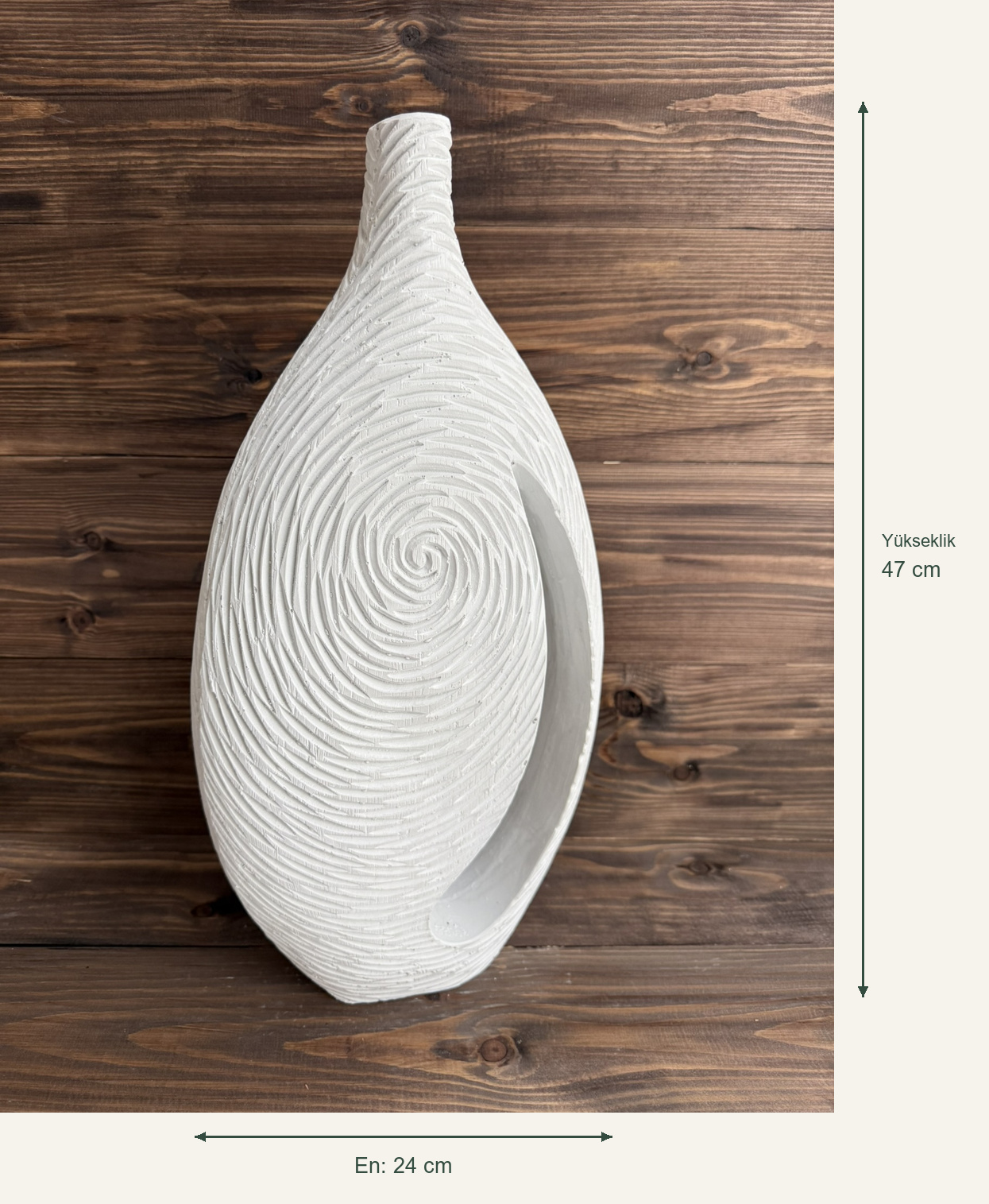 Ham Polyester Dekoratif Onda Vazo – Yükseklik: 47 cm; En: 24 cm