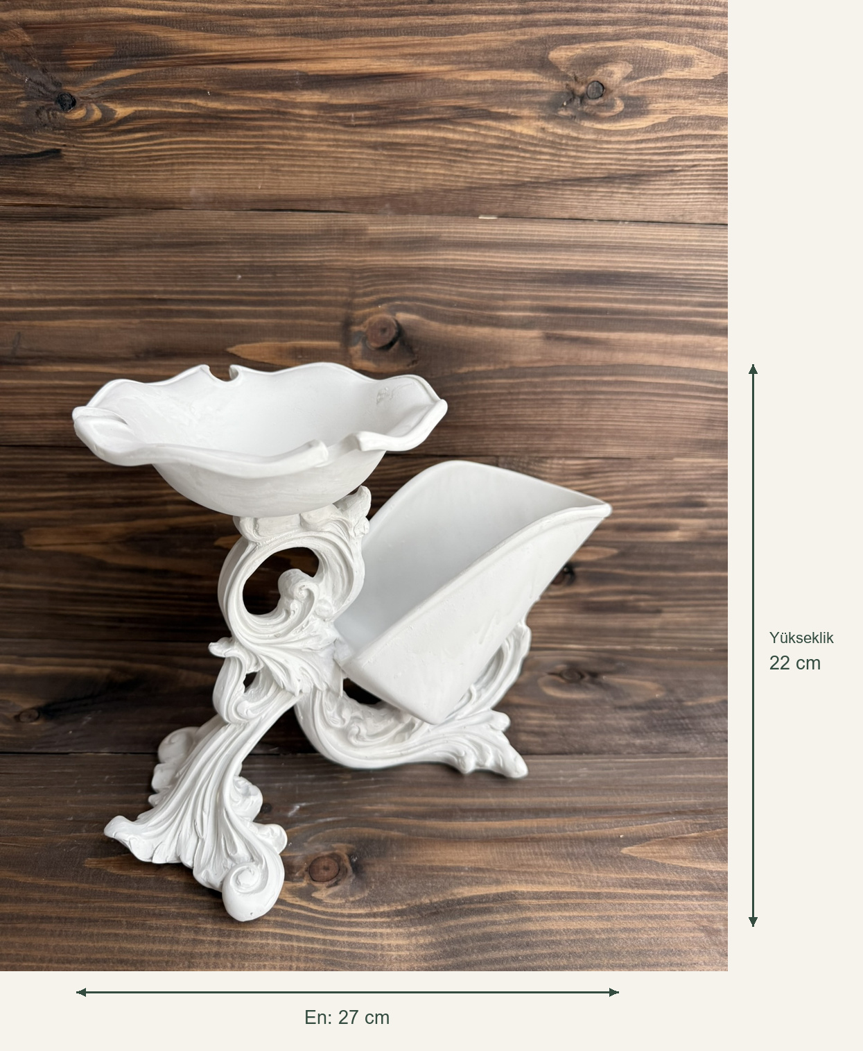 Ham Polyester Dekoratif Şişelik – Yükseklik: 22 cm; En: 27 cm