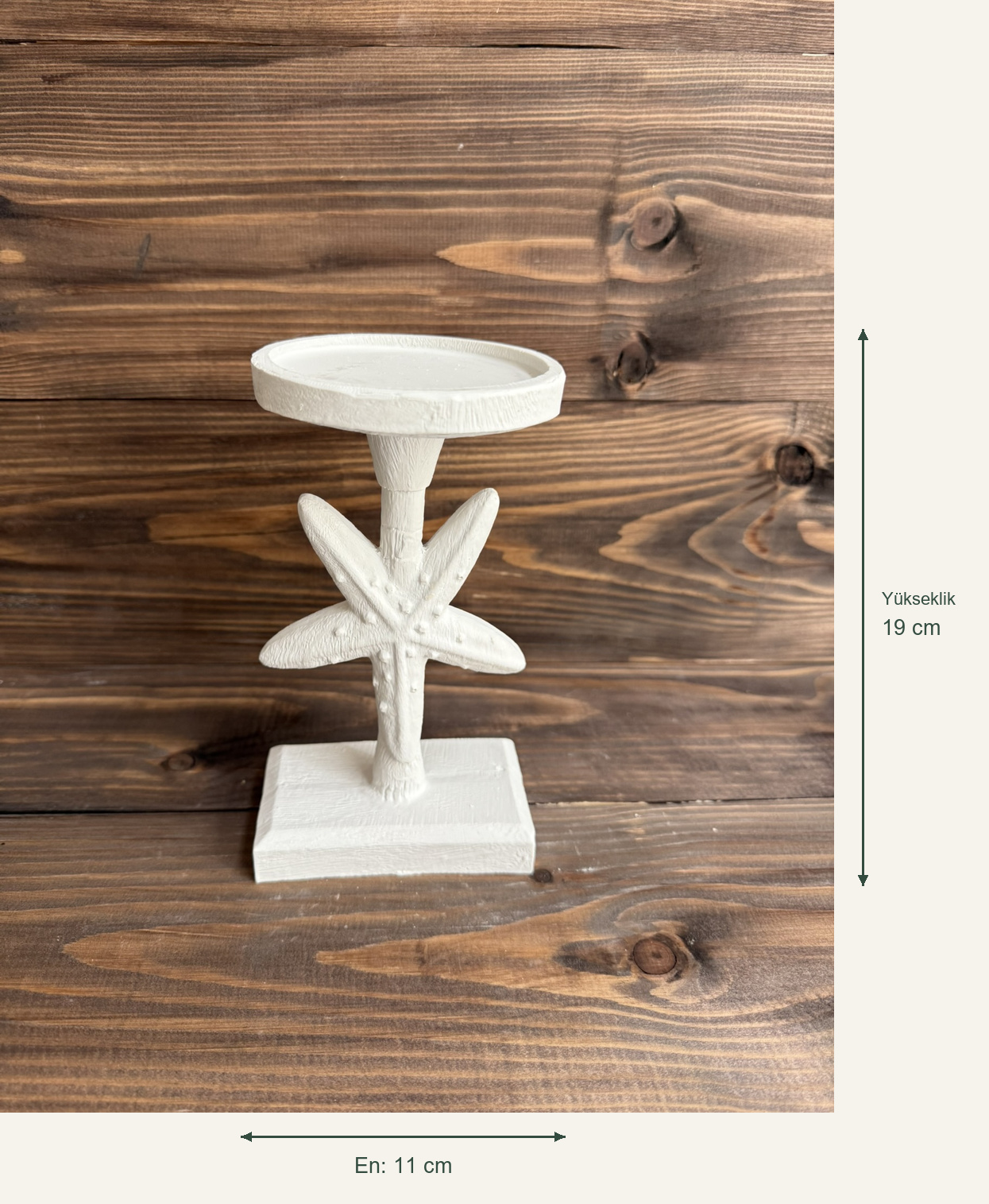 Ham Polyester Deniz Yıldızı Şamdan – Yükseklik: 19 cm; En: 11 cm