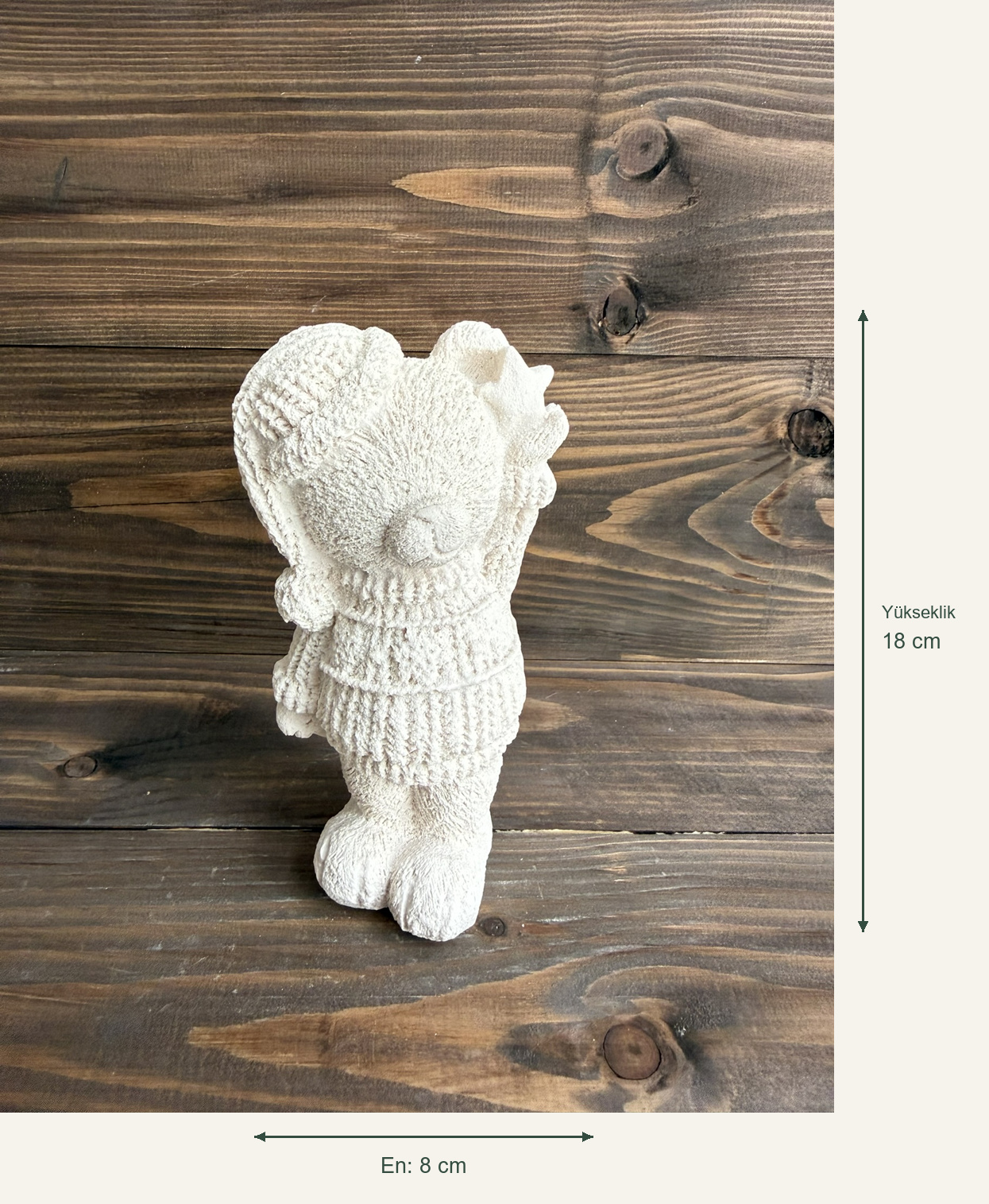 Ham Polyester Milo Ayıcık Dekoratif Biblo – Yükseklik: 18 cm; En: 8 cm