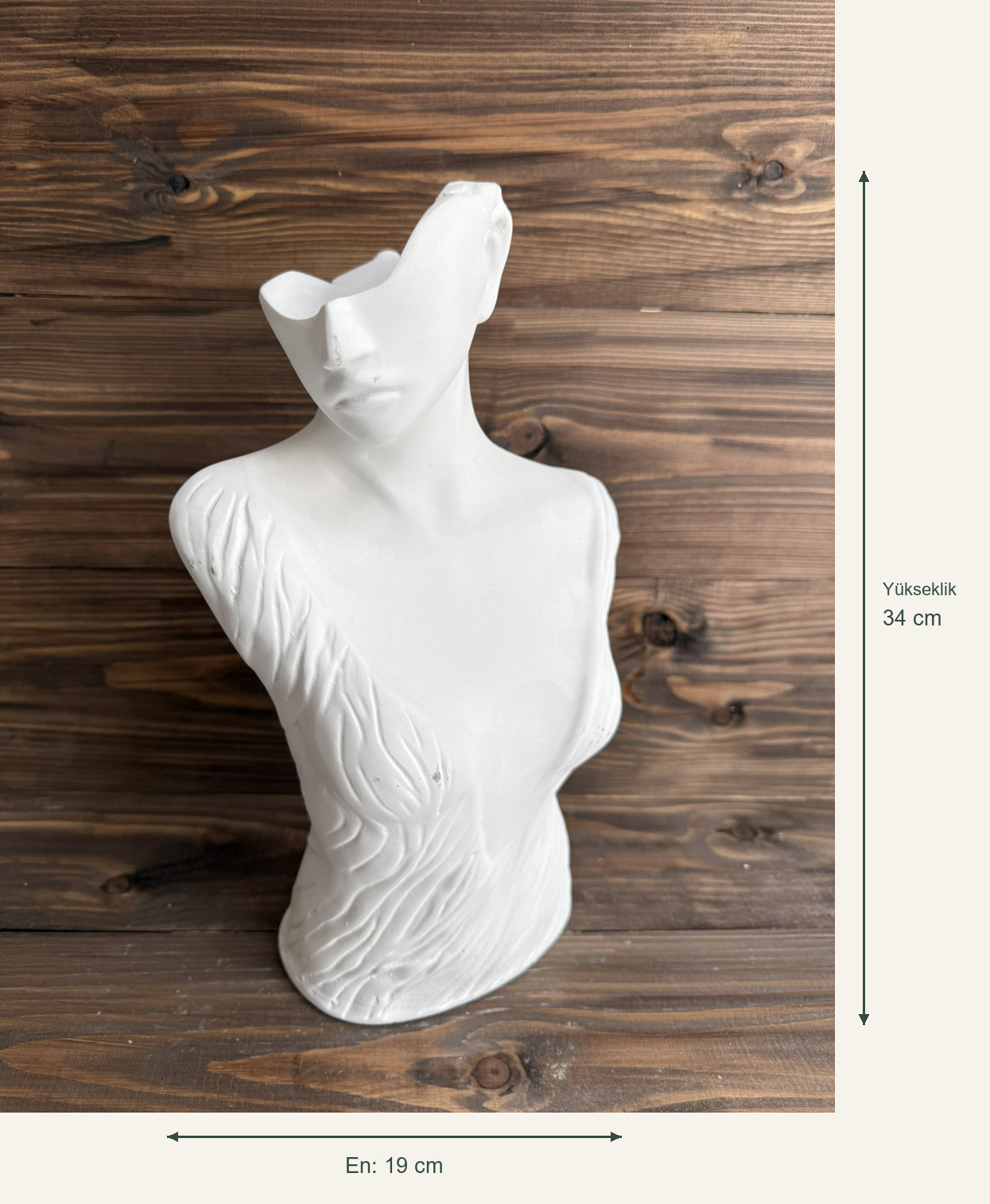Ham Polyester Nera Soyut İnsan Büstü – Yükseklik: 34 cm; En: 19 cm