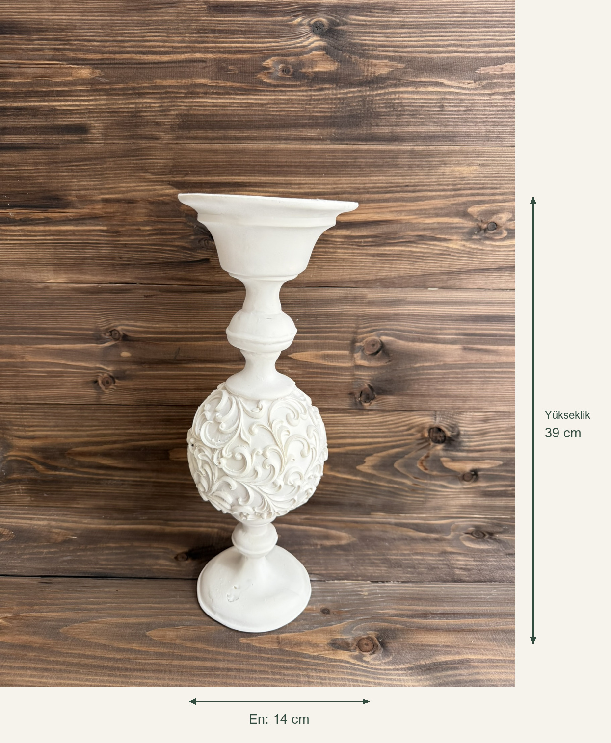 Ham Polyester Orb Dekoratif Şamdan 1 – Yükseklik: 39 cm; En: 14 cm