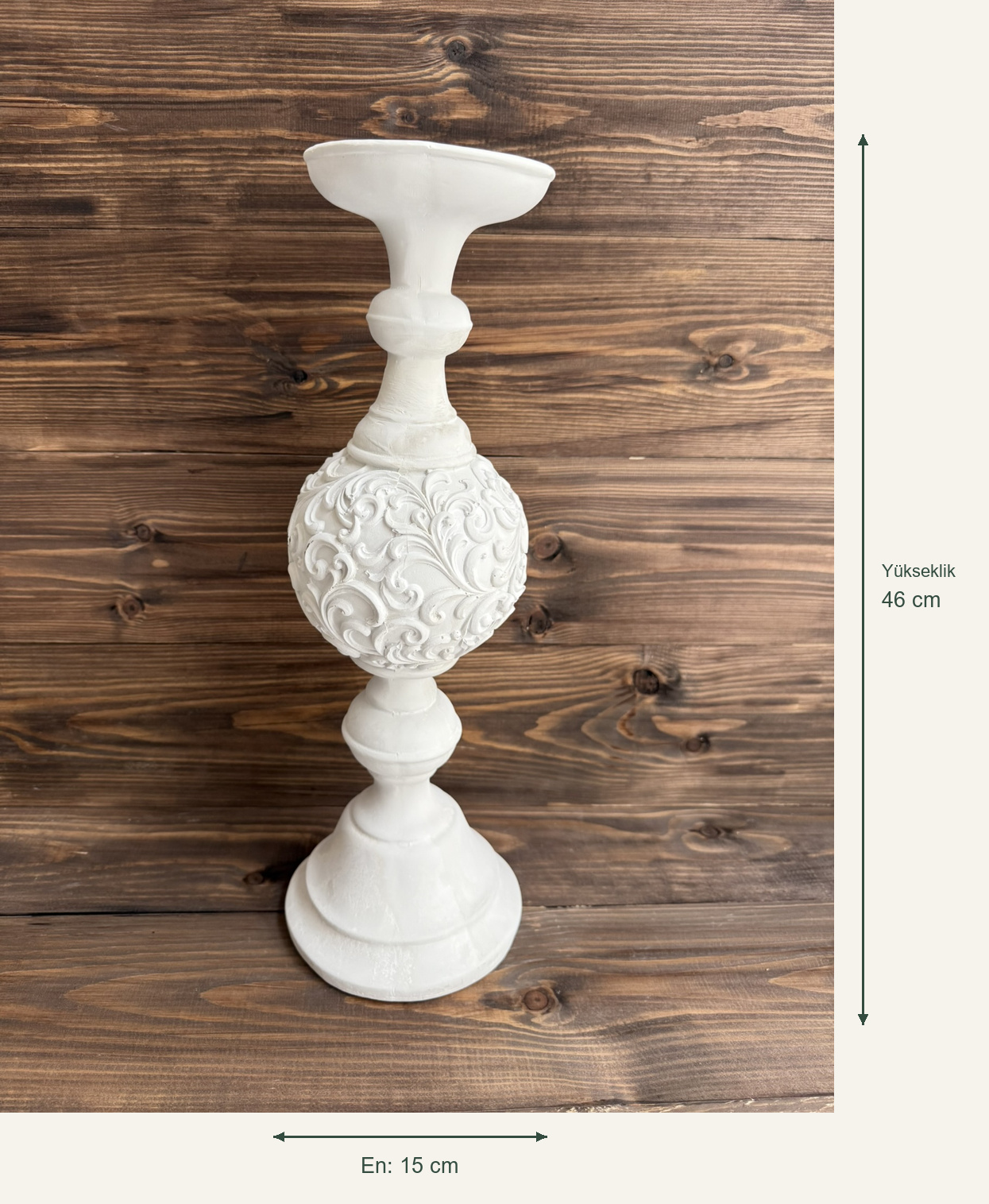 Ham Polyester Orb Dekoratif Şamdan 2 – Yükseklik: 46 cm; En: 15 cm