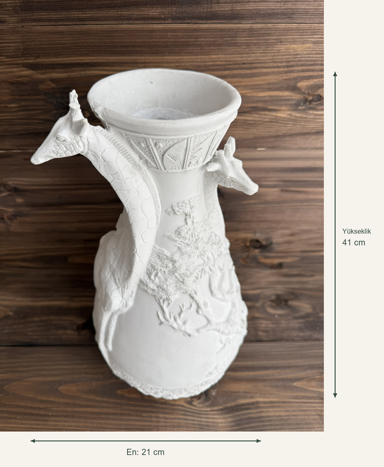 Ham Polyester Zuri Zürafa Dekoratif Vazo – Yükseklik: 41 cm; En: 21 cm