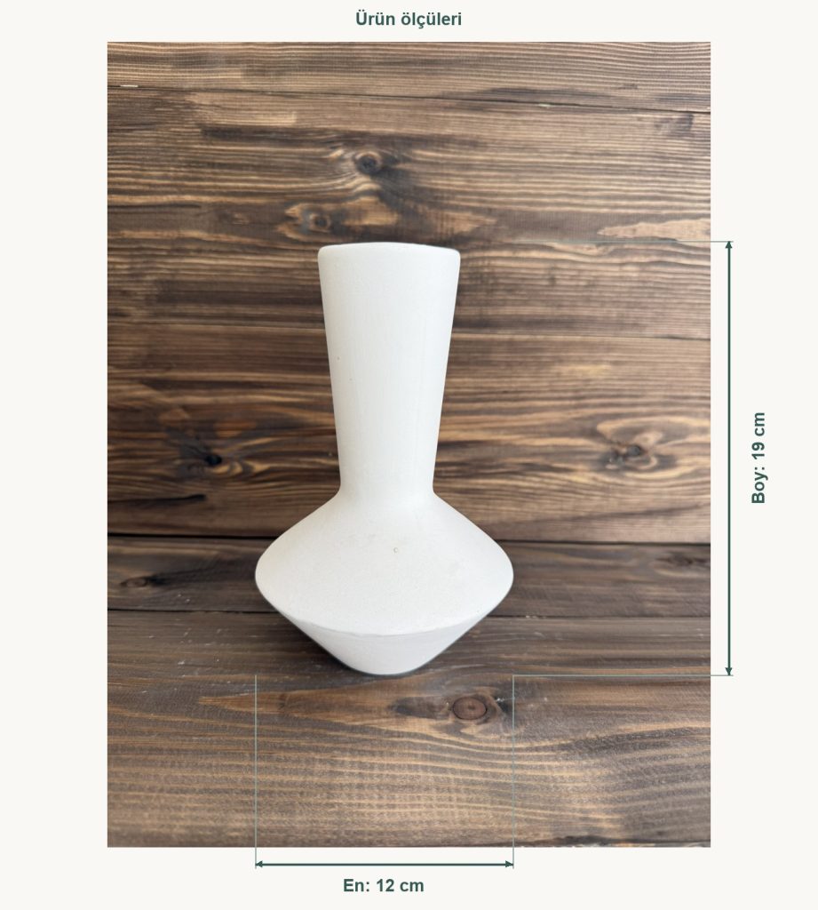 Ham Seramik Ahenk Dekoratif Vazo - En 12 cm, Boy (Yükseklik) 19 cm