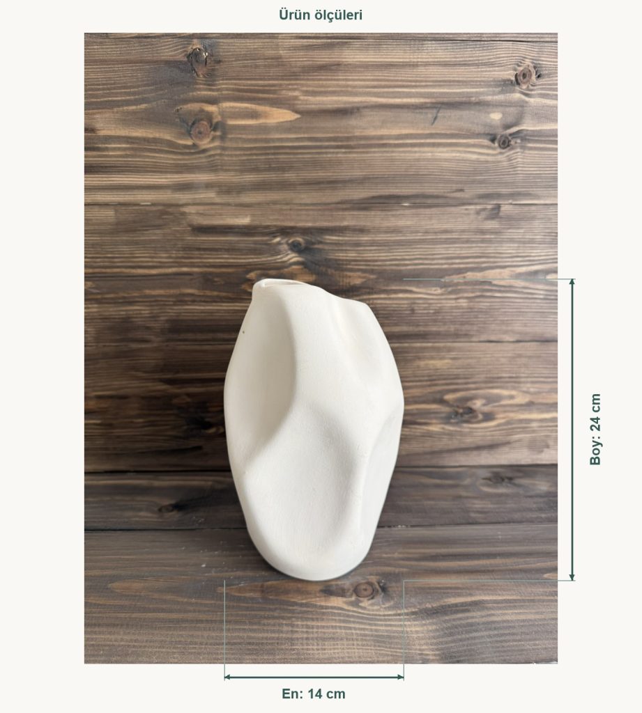 Ham Seramik Akış Vazo - En 14 cm, Boy (Yükseklik) 24 cm