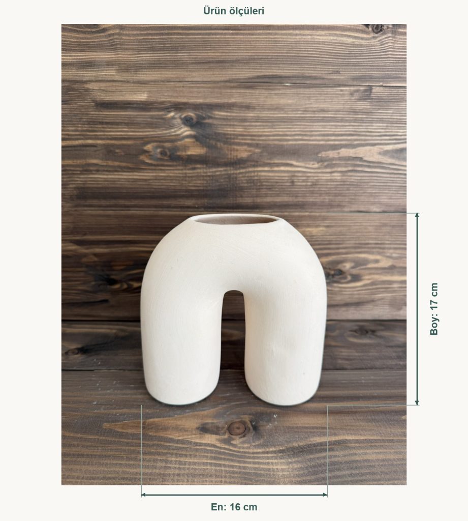 Ham Seramik Arco Modern Dekoratif Vazo - En 16 cm, Boy (Yükseklik) 17 cm