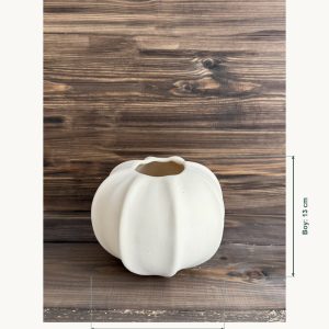 Ham Seramik Bal Kabağı Formlu Vazo - En 15 cm, Boy (Yükseklik) 13 cm
