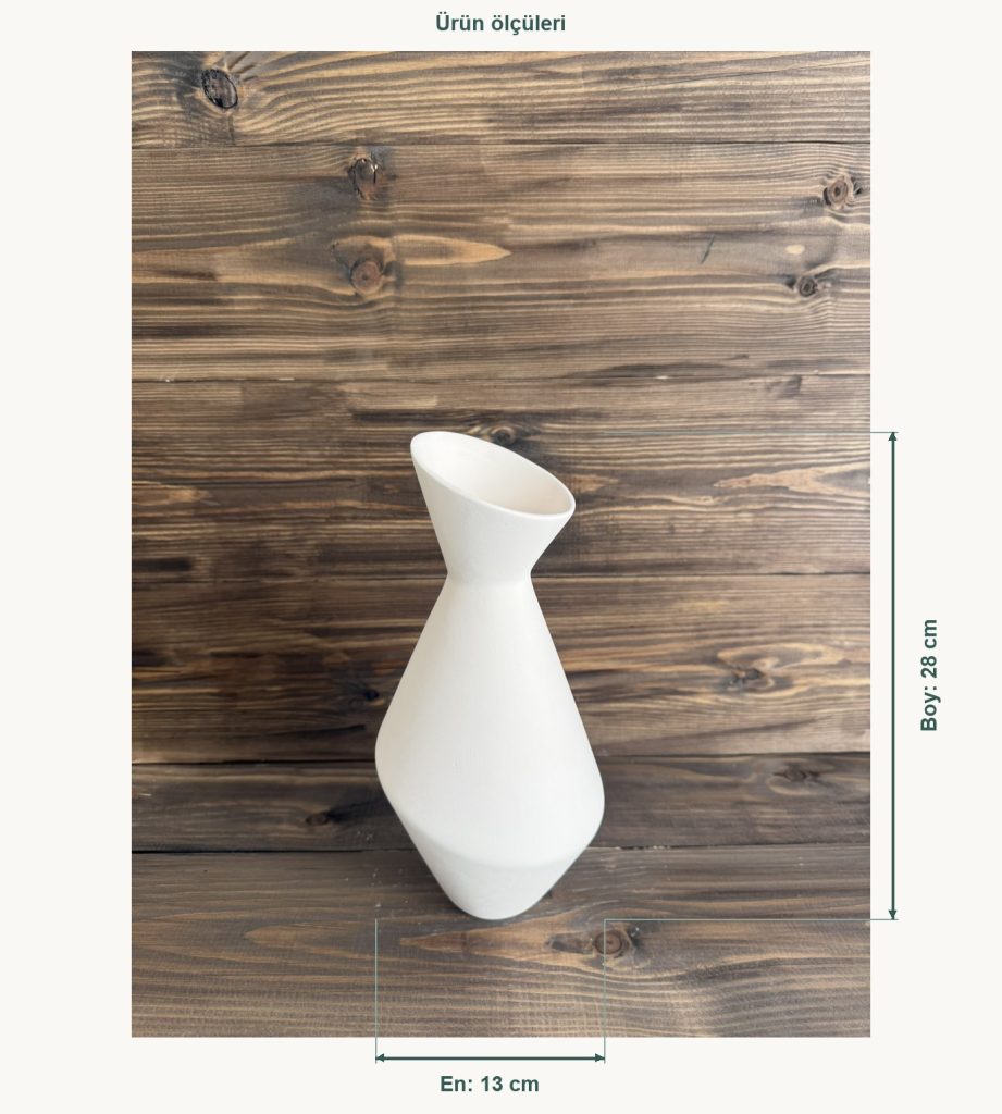 Ham Seramik Burgu Vazo - En 13 cm, Boy (Yükseklik) 28 cm