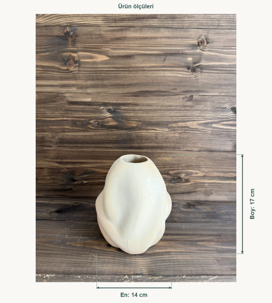 Ham Seramik Dalga Form Vazo Küçük - En 14 cm, Boy (Yükseklik) 17 cm