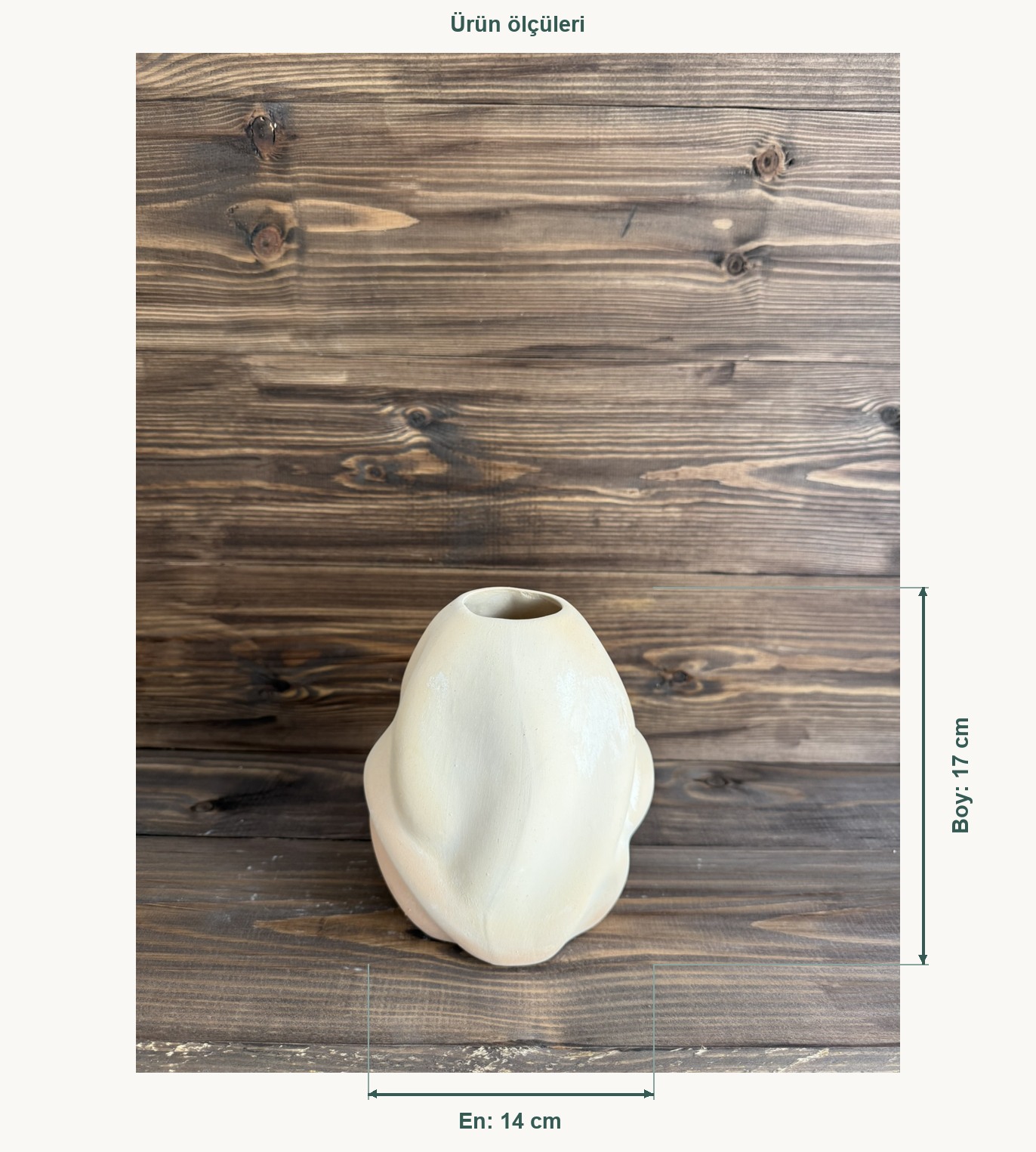 Ham Seramik Dalga Form Vazo Küçük - En 14 cm, Boy (Yükseklik) 17 cm