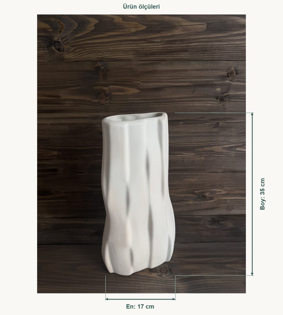 Ham Seramik Drape Vazo - En 17 cm, Boy (Yükseklik) 35 cm