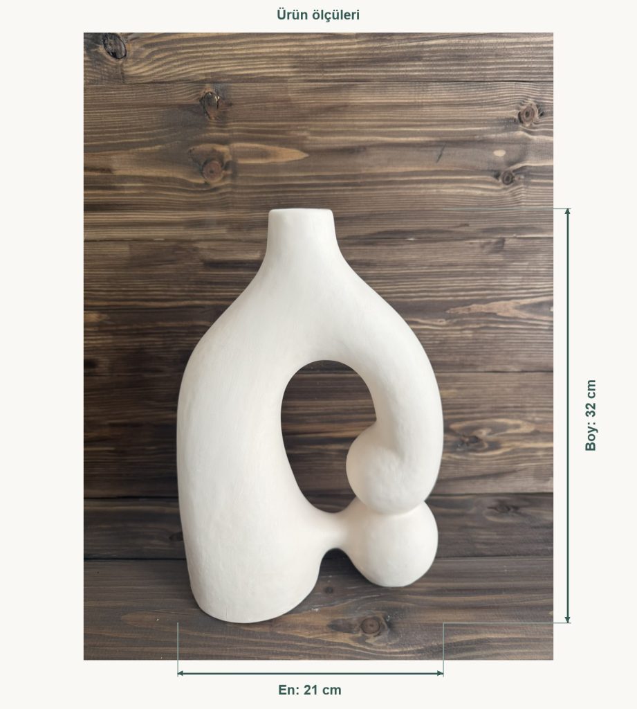 Ham Seramik Düğüm Form Dekoratif Vazo - En 21 cm, Boy (Yükseklik) 32 cm