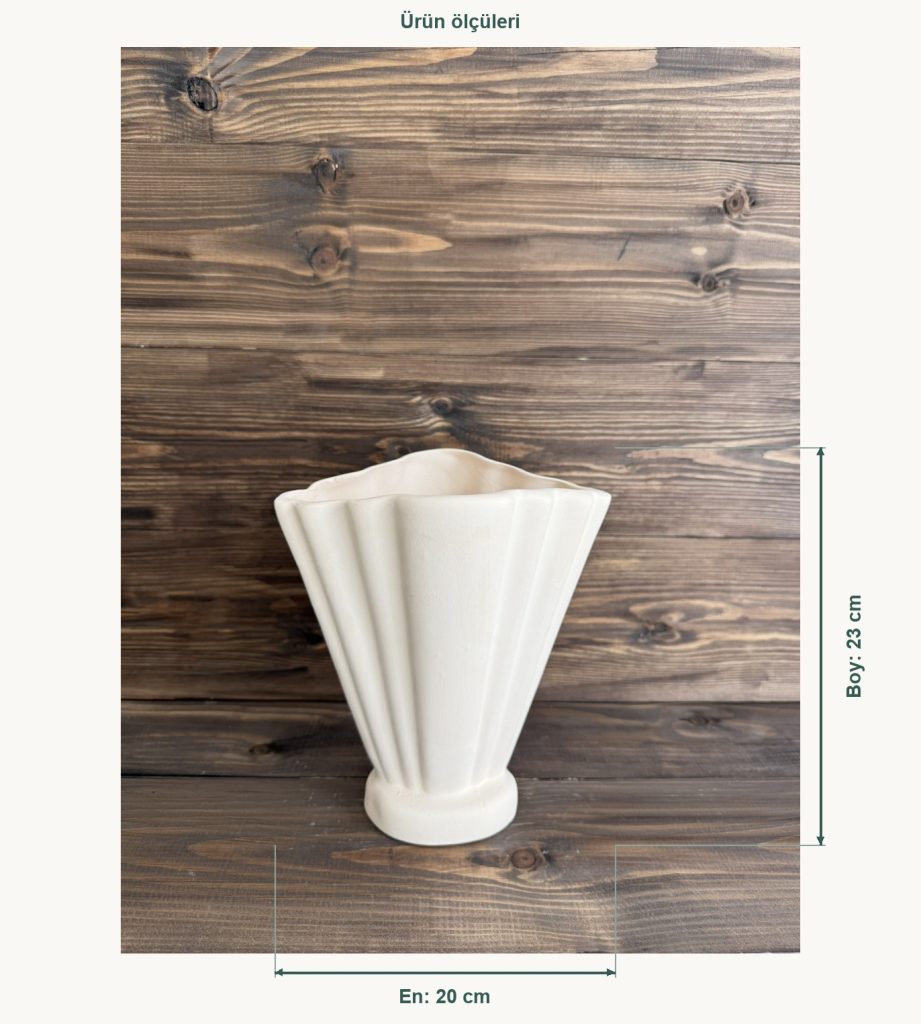 Ham Seramik Esinti Dekoratif Vazo - En 20 cm, Boy (Yükseklik) 23 cm