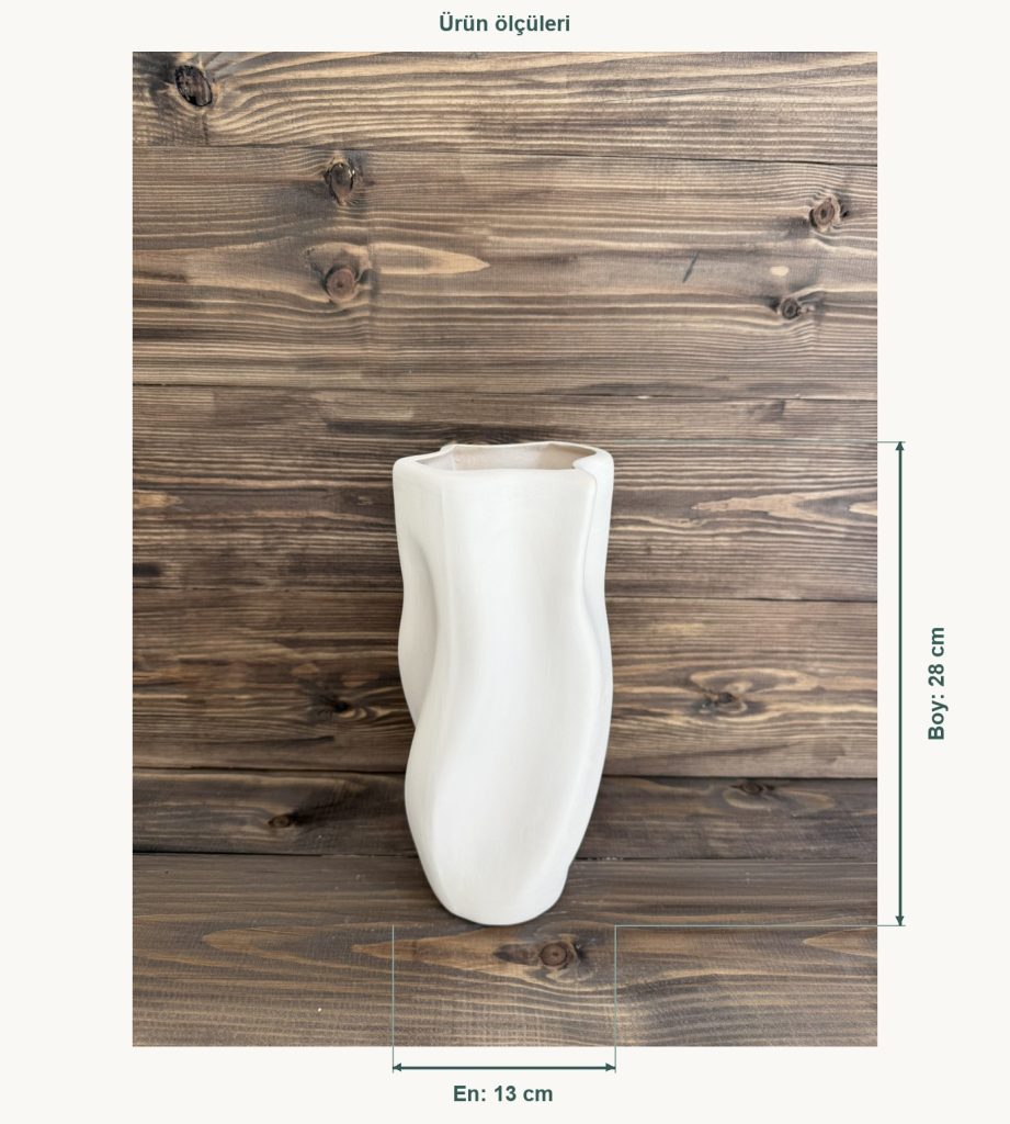 Ham Seramik Flow Vazo - En 13 cm, Boy (Yükseklik) 28 cm
