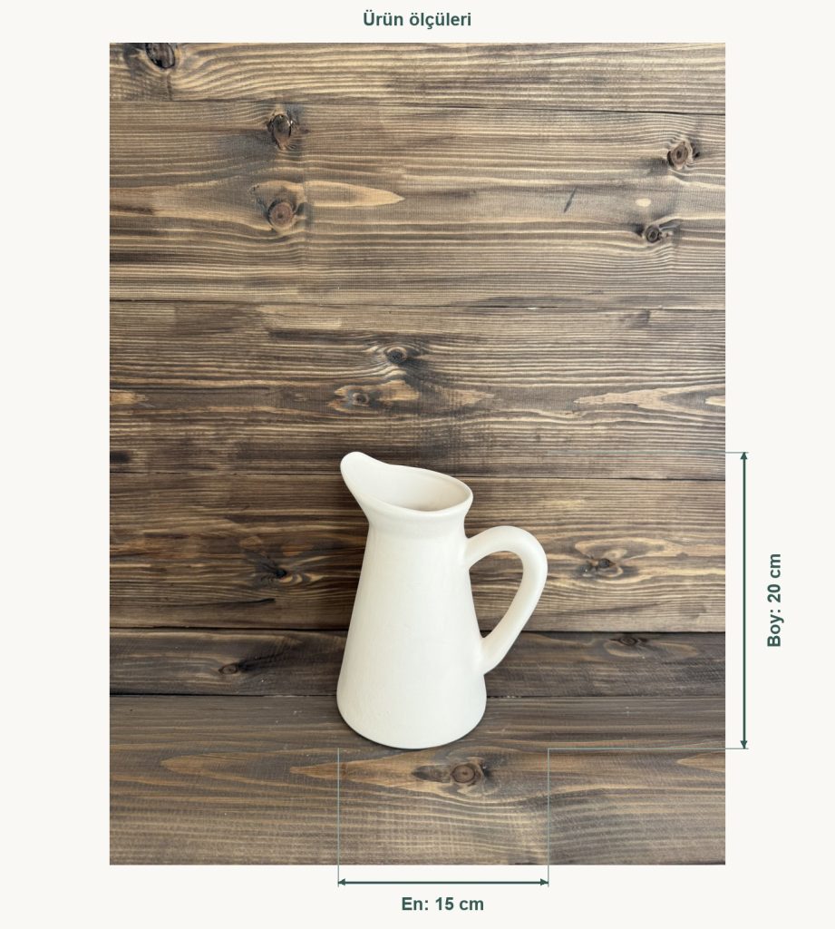 Ham Seramik Forma Sürahi - En 15 cm, Boy (Yükseklik) 20 cm