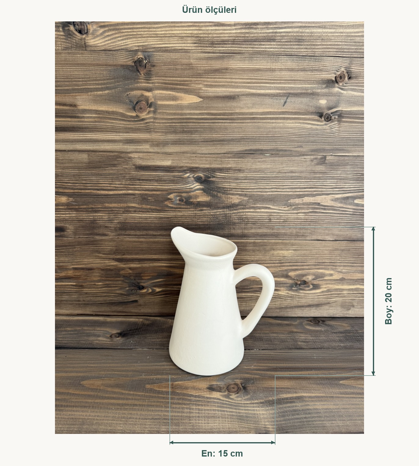 Ham Seramik Forma Sürahi - En 15 cm, Boy (Yükseklik) 20 cm