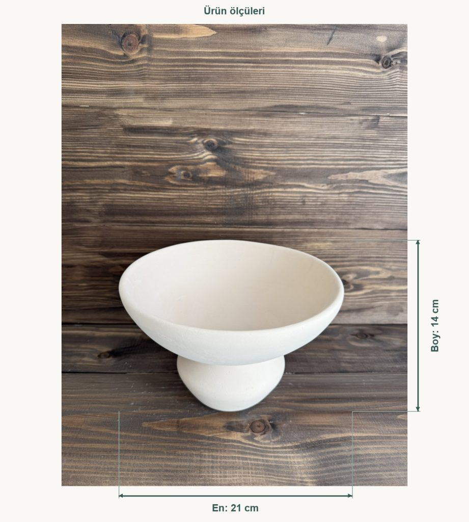 Ham Seramik Halo Dekoratif Kase - En 21 cm, Boy (Yükseklik) 14 cm