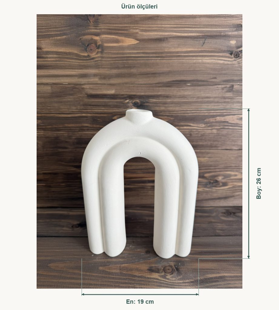 Ham Seramik Kemer Vazo - En 19 cm, Boy (Yükseklik) 26 cm