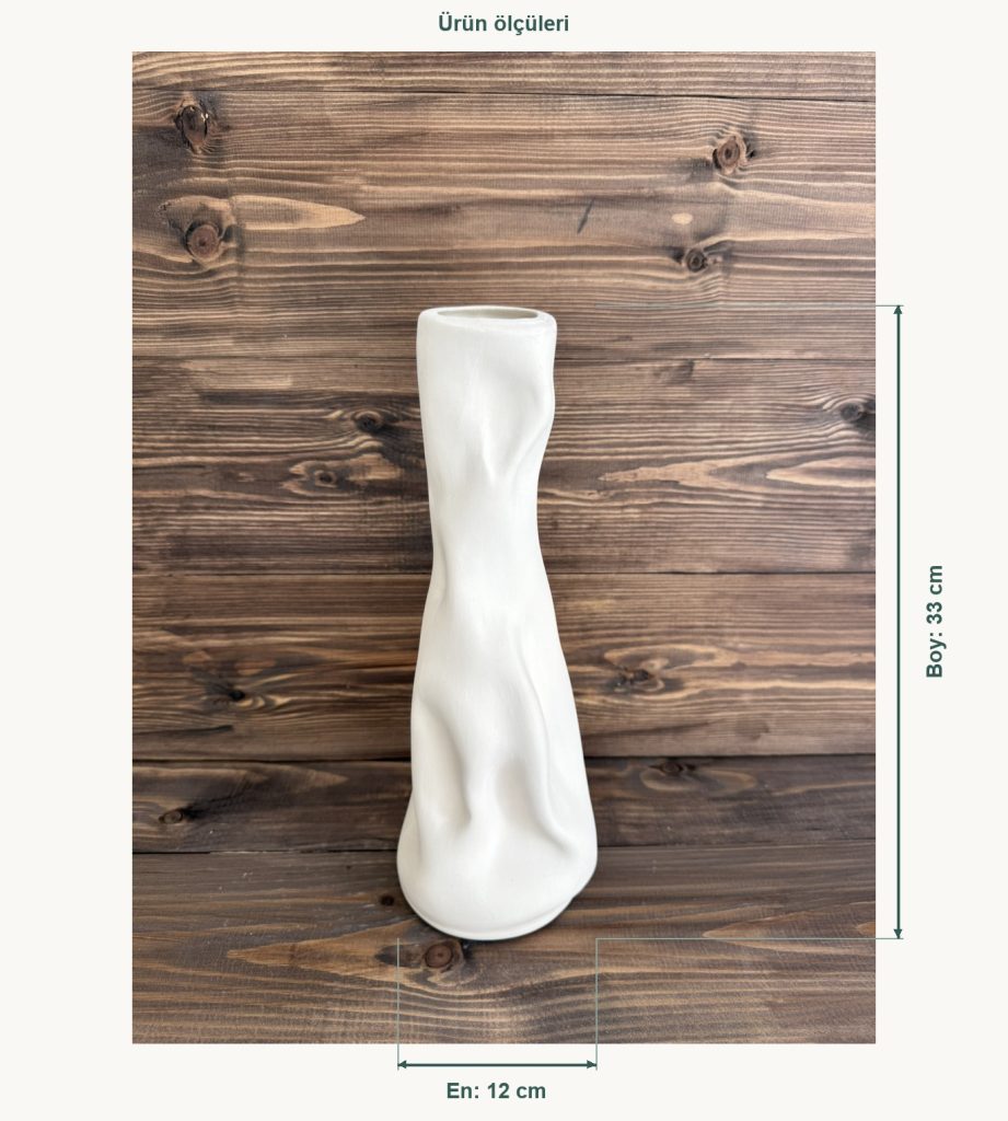 Ham Seramik Linea Vazo - En 12 cm, Boy (Yükseklik) 33 cm