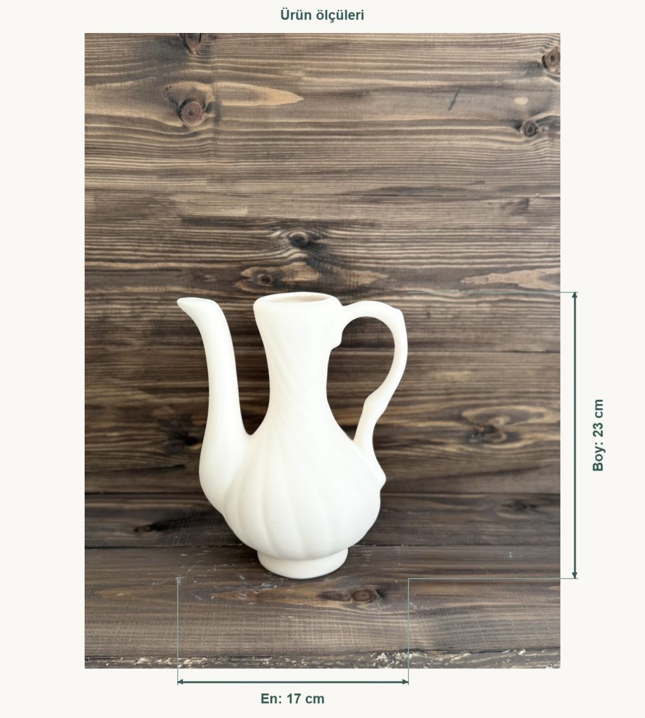 Ham Seramik Liva Ibrik Vazo - En 17 cm, Boy (Yükseklik) 23 cm