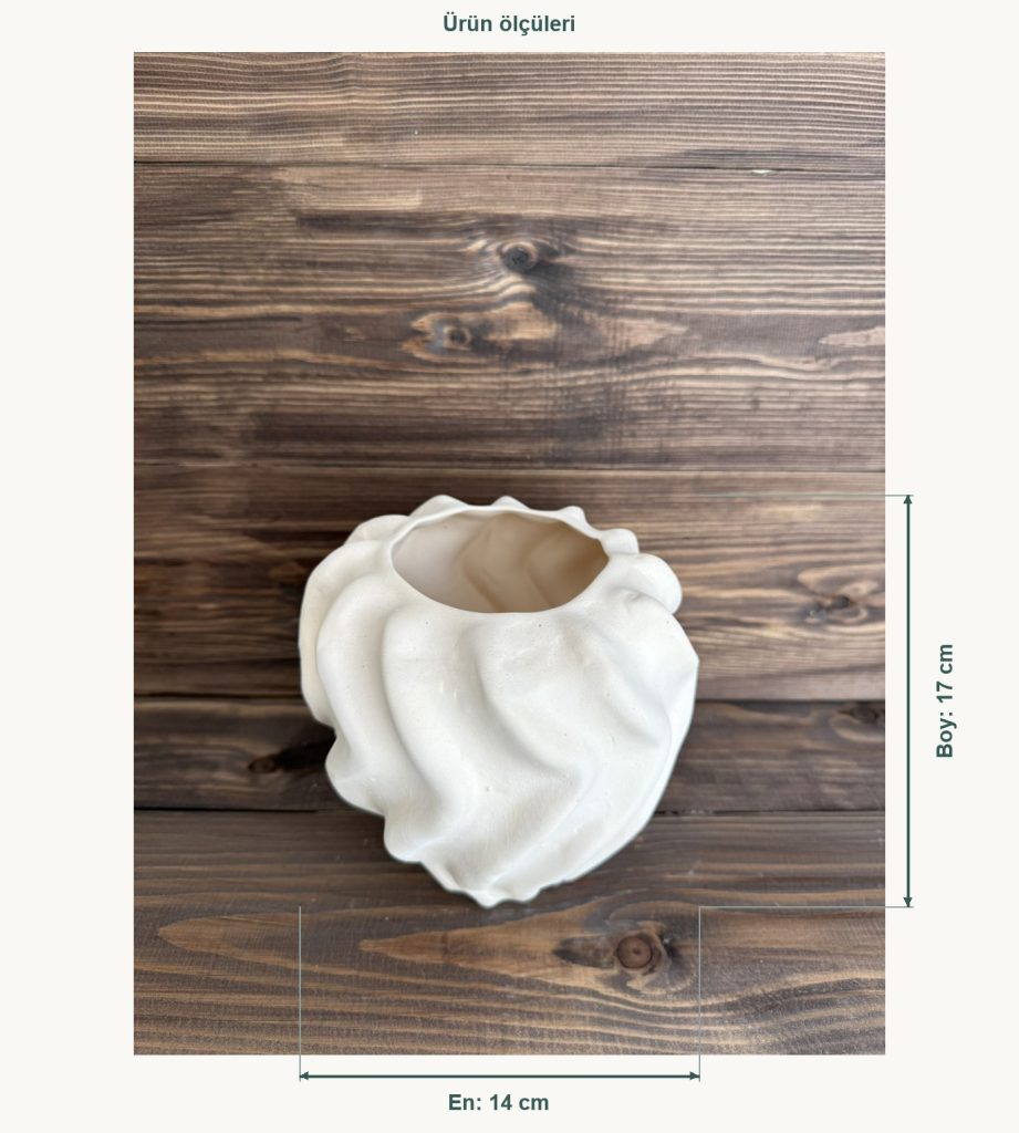 Ham Seramik Luna Form Vazo - En 14 cm, Boy (Yükseklik) 17 cm