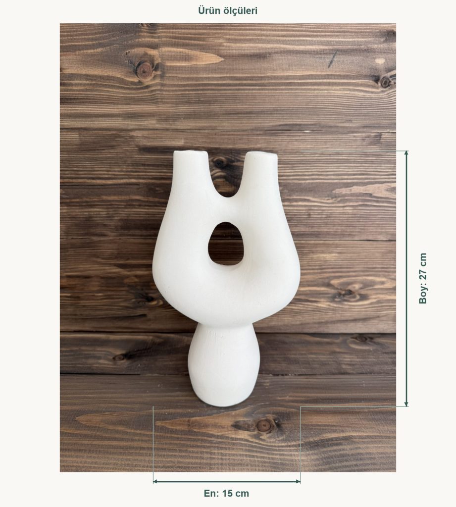Ham Seramik Nexus Vazo - En 15 cm, Boy (Yükseklik) 27 cm