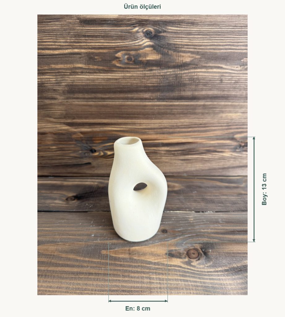 Ham Seramik Noma Vazo - En 8 cm, Boy (Yükseklik) 13 cm
