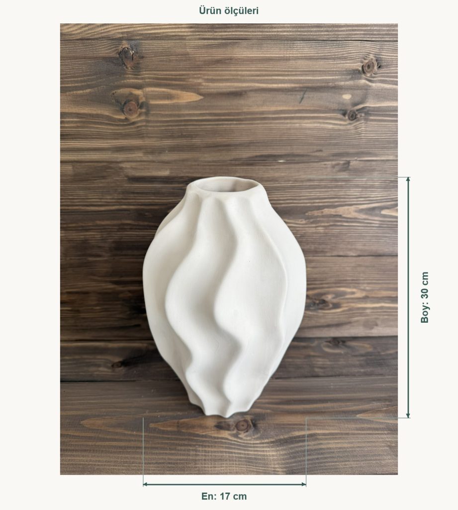 Ham Seramik Onda Vazo - En 17 cm, Boy (Yükseklik) 30 cm