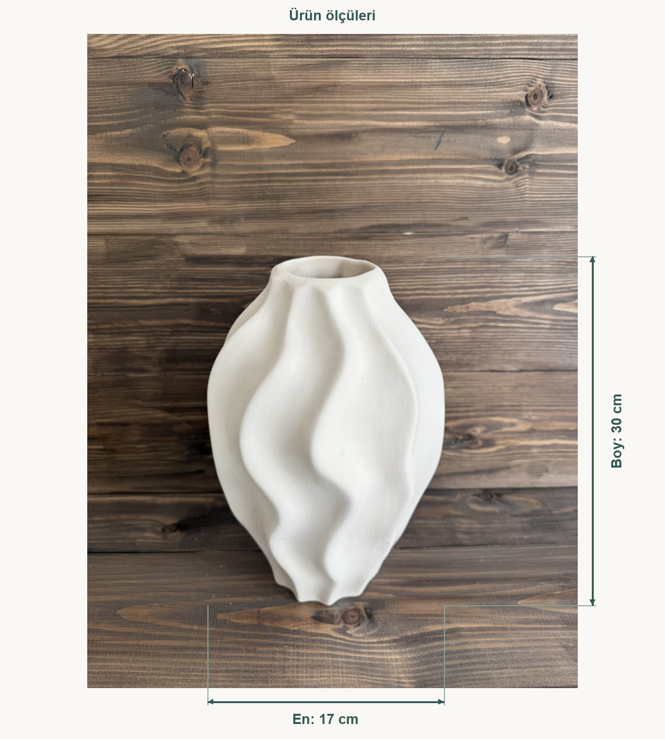 Ham Seramik Onda Vazo - En 17 cm, Boy (Yükseklik) 30 cm