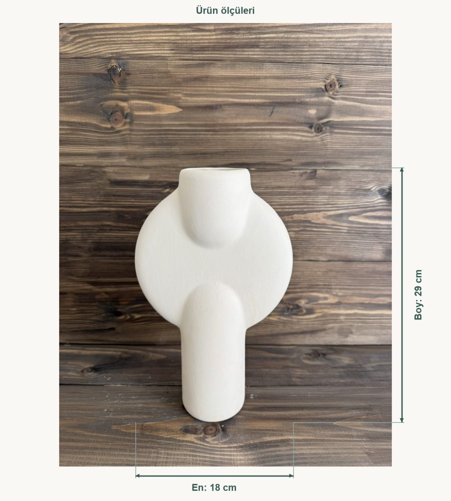 Ham Seramik Orb Form Vazo Büyük - En 18 cm, Boy (Yükseklik) 29 cm