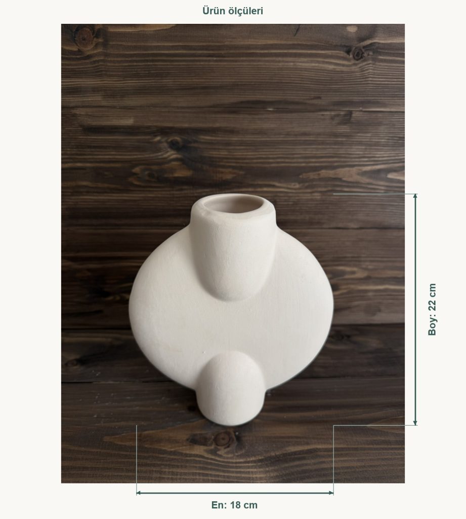 Ham Seramik Orb Form Vazo Küçük - En 18 cm, Boy (Yükseklik) 22 cm