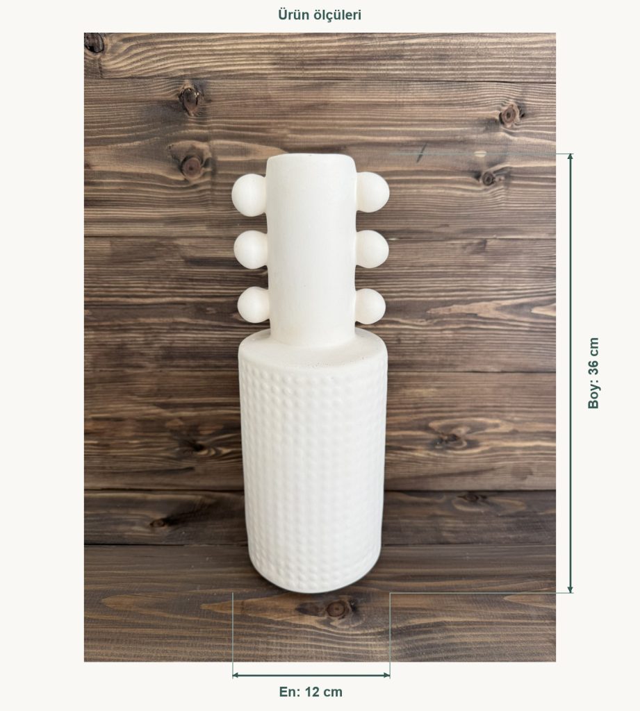 Ham Seramik Orbit Vazo - En 12 cm, Boy (Yükseklik) 36 cm