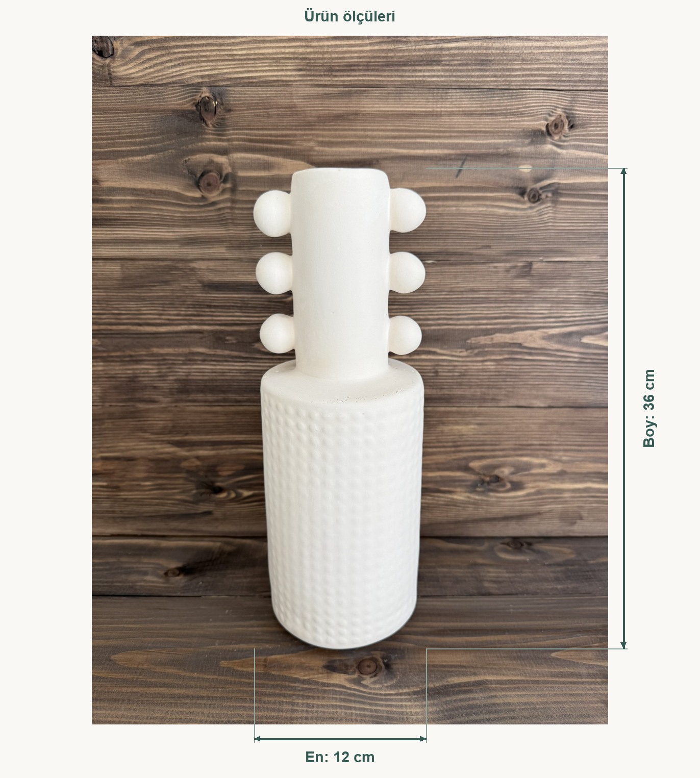 Ham Seramik Orbit Vazo - En 12 cm, Boy (Yükseklik) 36 cm