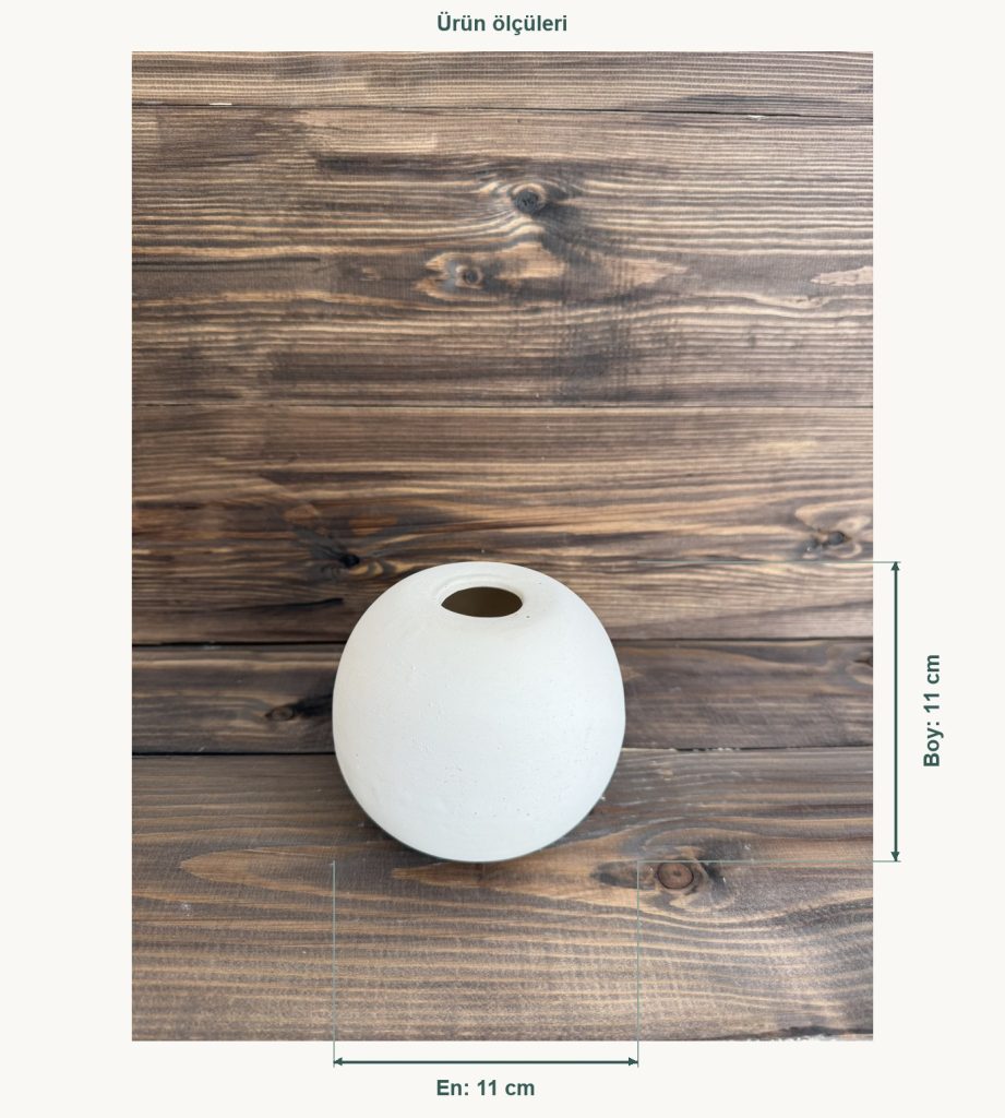 Ham Seramik Pebble Dekoratif Vazo - En 11 cm, Boy (Yükseklik) 11 cm