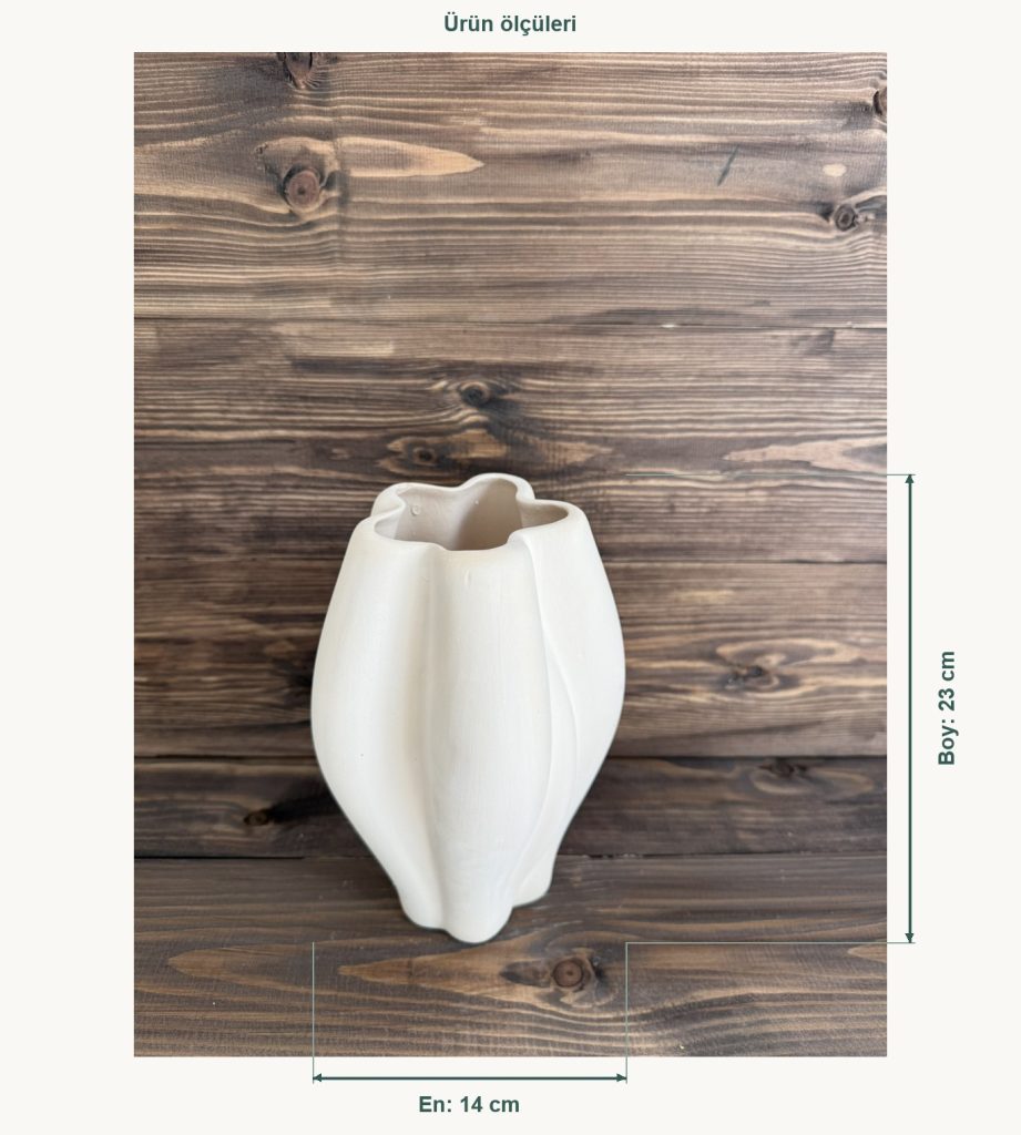 Ham Seramik Riva Vazo - En 14 cm, Boy (Yükseklik) 23 cm
