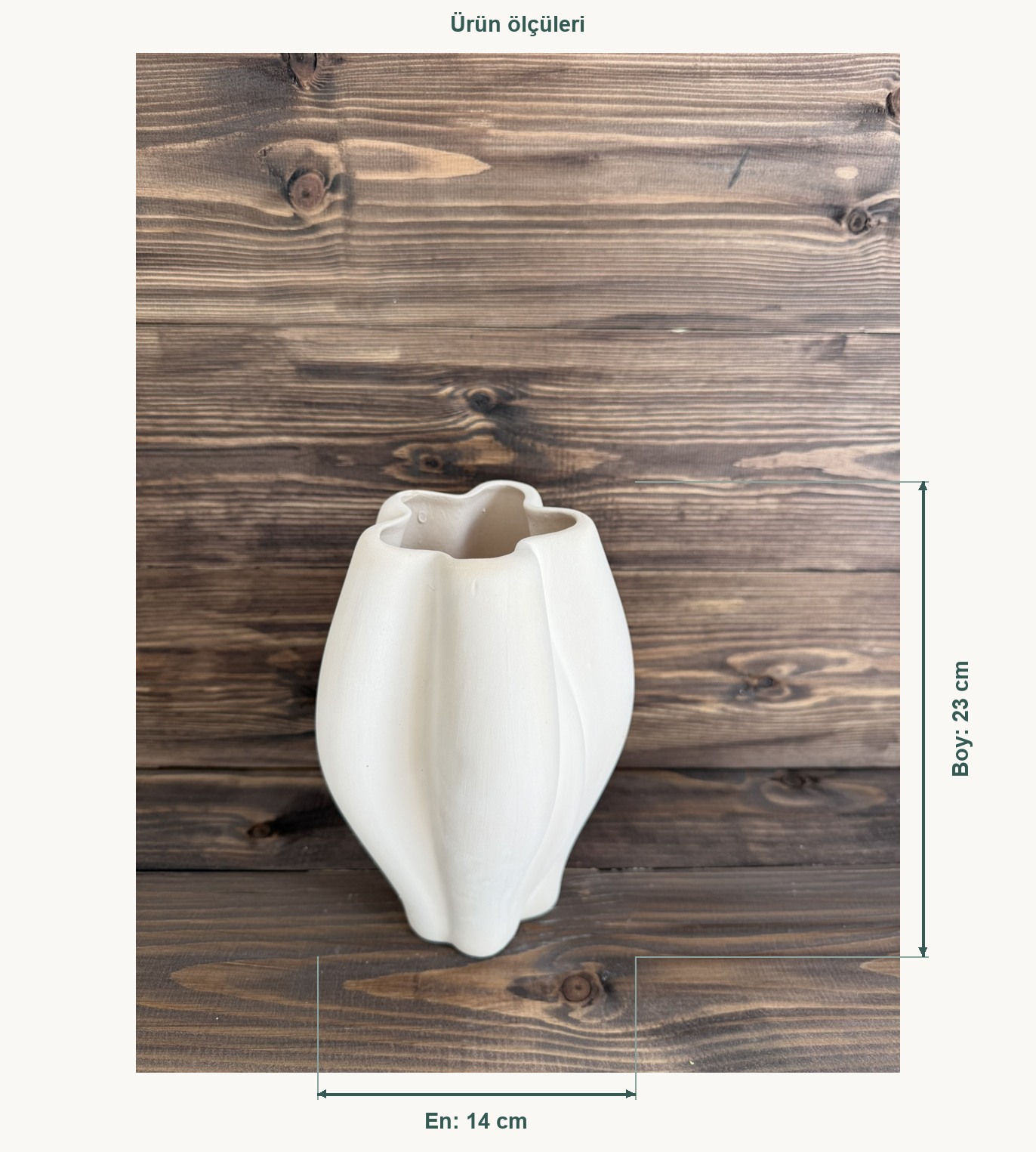 Ham Seramik Riva Vazo - En 14 cm, Boy (Yükseklik) 23 cm