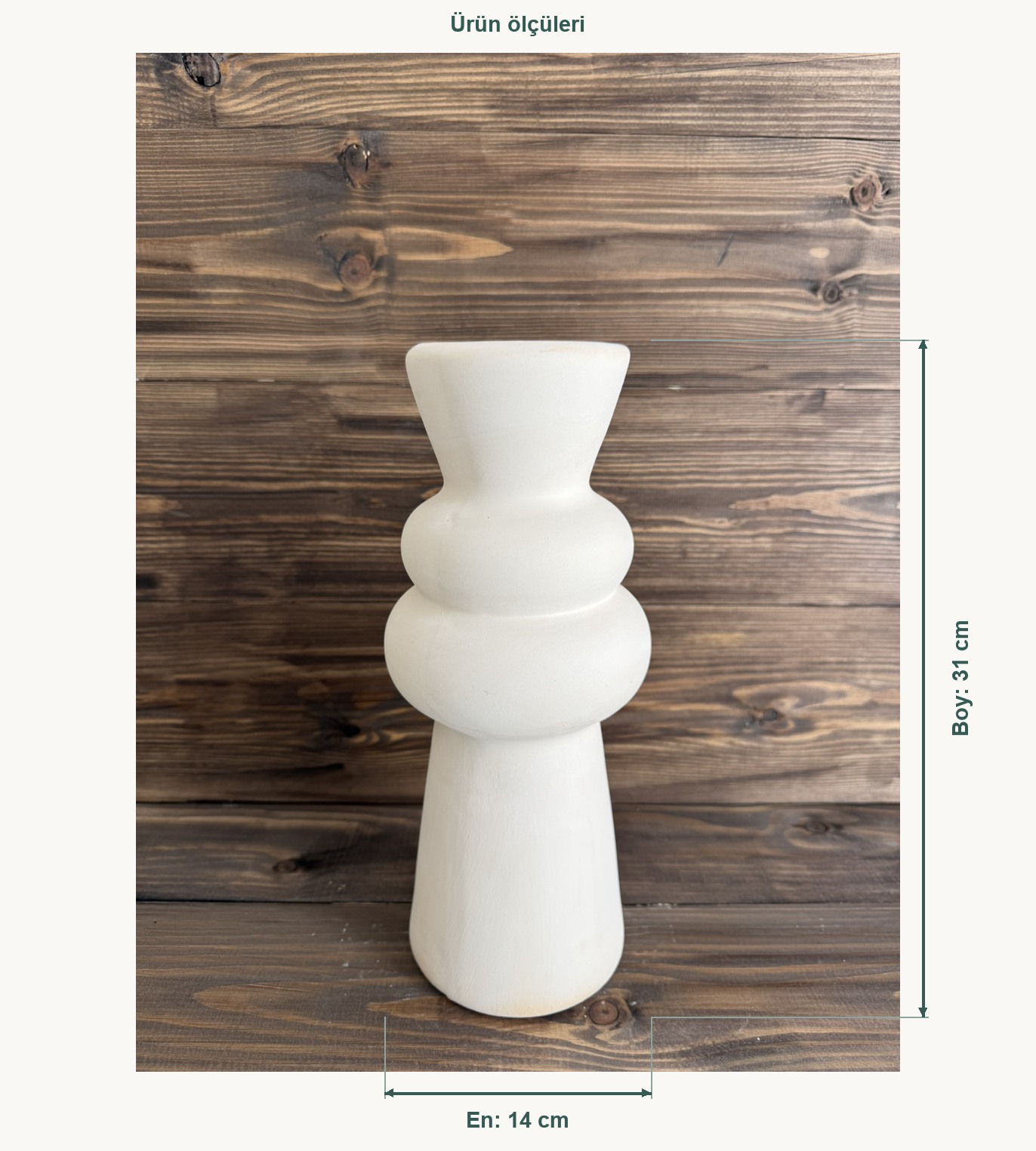 Ham Seramik Sculpt Form Vazo - En 14 cm, Boy (Yükseklik) 31 cm