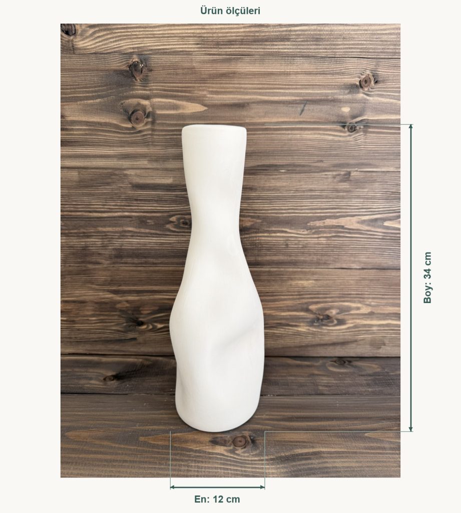 Ham Seramik Sway Vazo - En 12 cm, Boy (Yükseklik) 34 cm