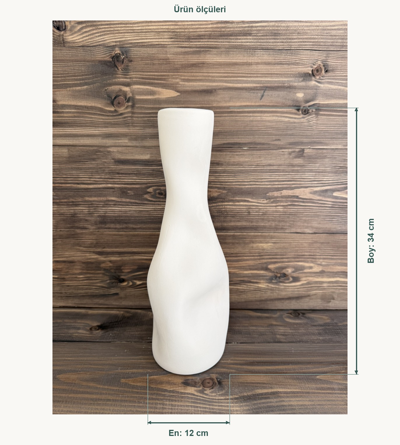 Ham Seramik Sway Vazo - En 12 cm, Boy (Yükseklik) 34 cm