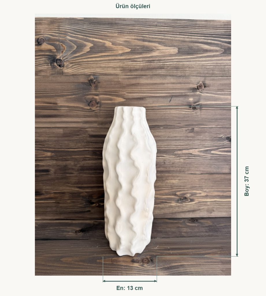 Ham Seramik Terra Form Vazo - En 13 cm, Boy (Yükseklik) 37 cm