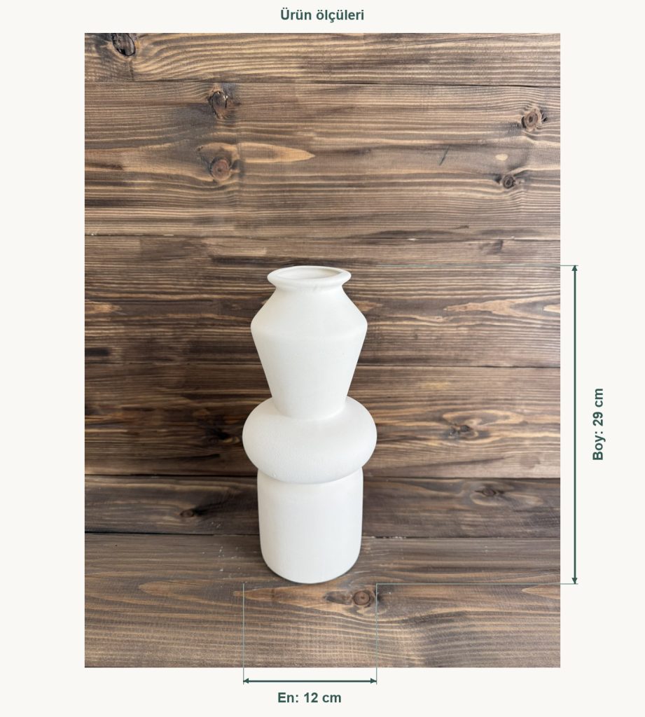 Ham Seramik Totem Form Vazo - En 12 cm, Boy (Yükseklik) 29 cm
