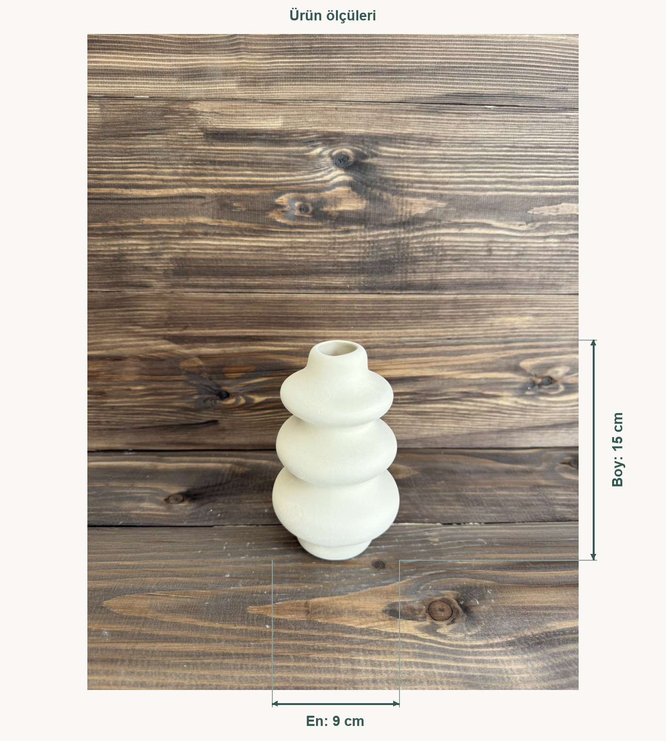 Ham Seramik Tria Dekoratif Vazo - En 9 cm, Boy (Yükseklik) 15 cm