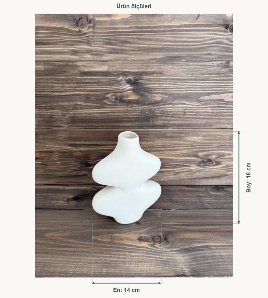 Ham Seramik Twist Vazo Kısa Form - En 14 cm, Boy (Yükseklik) 18 cm