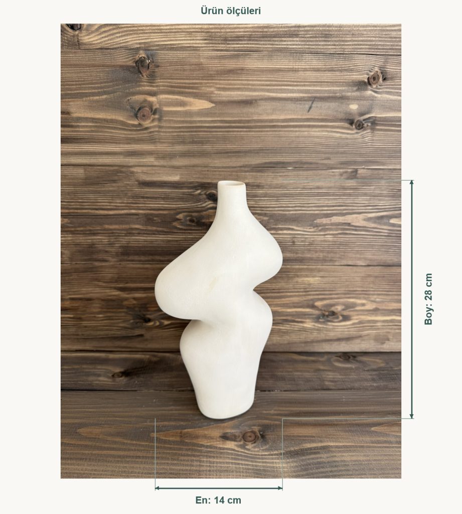 Ham Seramik Twist Vazo Uzun Form - En 14 cm, Boy (Yükseklik) 28 cm