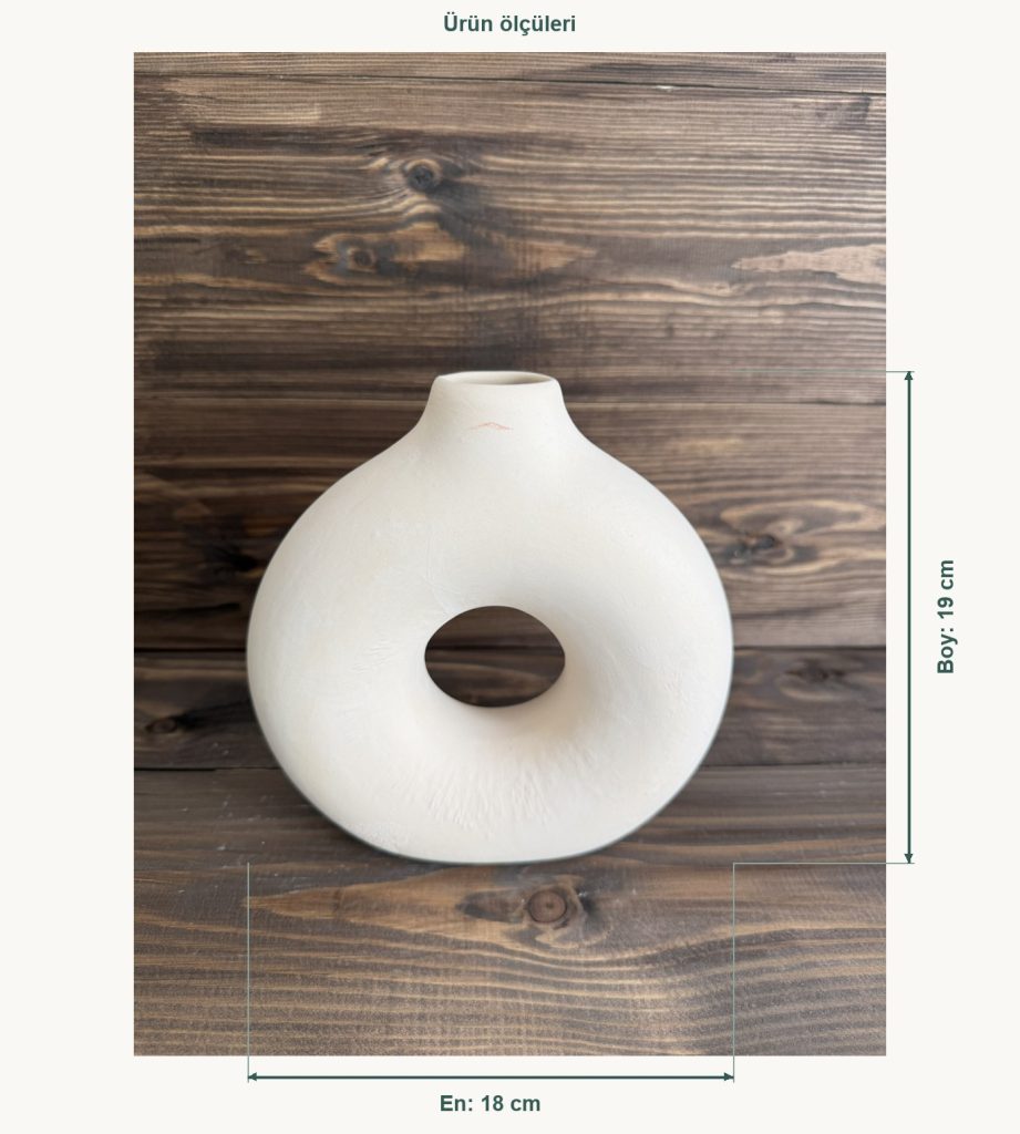 Ham Seramik Vela Dekoratif Vazo - En 18 cm, Boy (Yükseklik) 19 cm